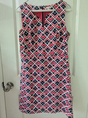 GAP Sleeveless Shift Dress in Navy, Coral, and White